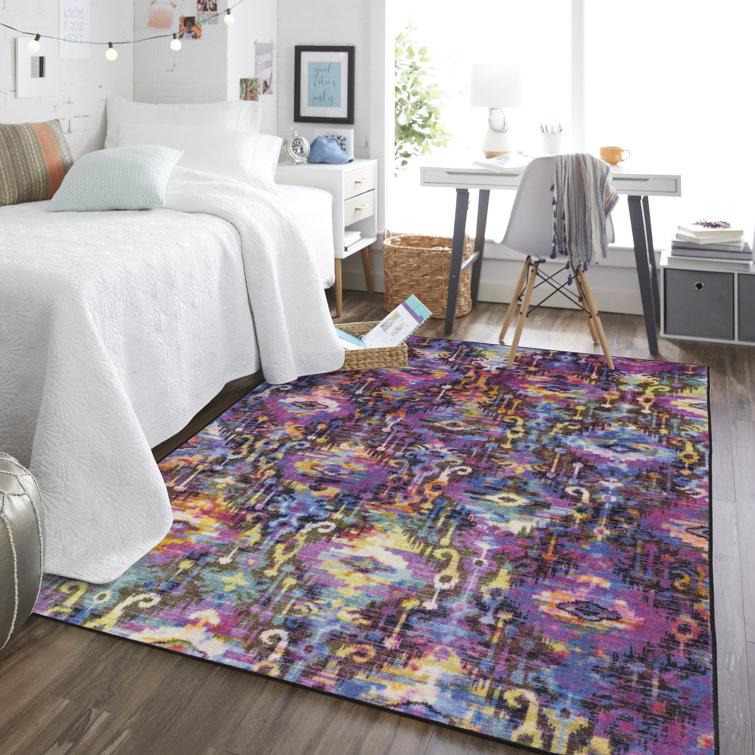 Bungalow Rose Dario Ikat Tufted Purple/Orange Area Rug & Reviews Wayfair